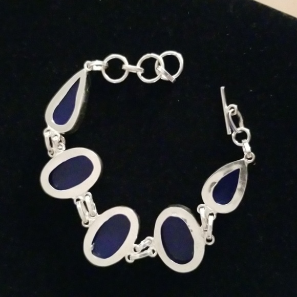 Cobalt Blue Multi Shape Bracelet Size 7" to 8" - Picture 3 of 3